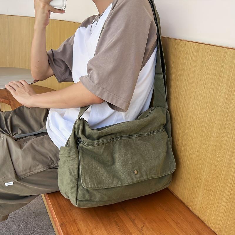 4-Color Large Capacity Canvas Crossbody Hobo Bag - Durable, Adjustable, Trendy Sling