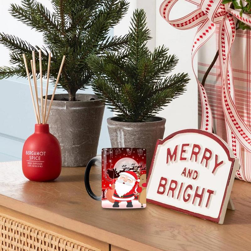 Christmas Heat Changing Mugs Ceramic Water Mug Coffee Mug Heat Sensitive Magic Color Changing Cups Funny Drinking Cup For Red