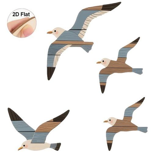 4Pcs/Set Seagull Wall Decoration Seaside Style Wall Accents Rustic Charm Handcrafted Bird Wall Hanging