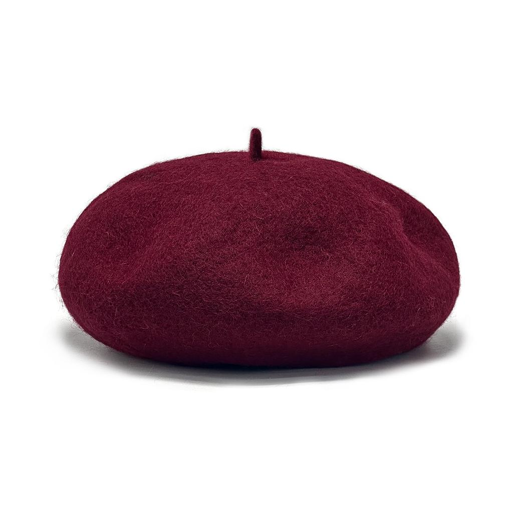 Beret Women's Pure Color Wool Heattechknitting Octagonal Hat Korean Styleretrowoolen Light Plate Painter Hat