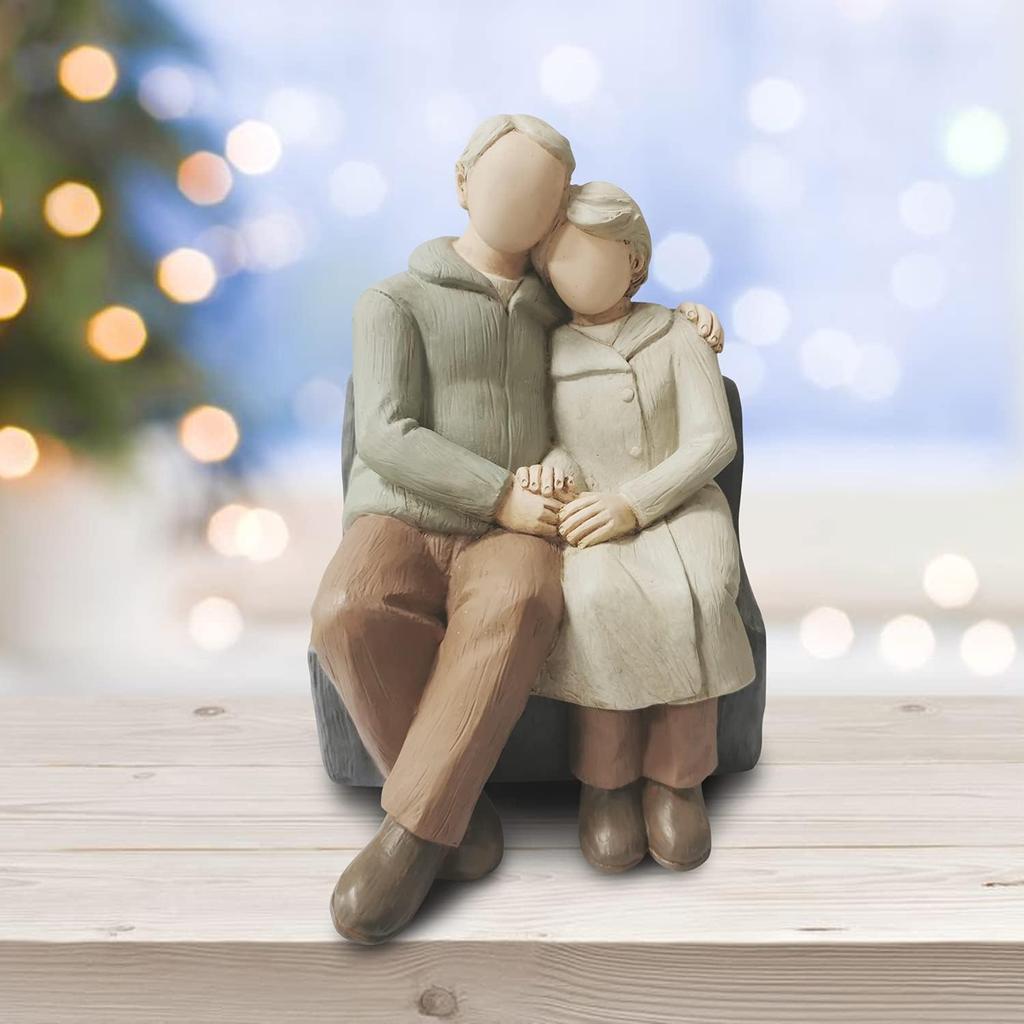 Couple Anniversary Sculpted Hand-Painted Figure Gifts Husband and Wife Wedding Figurine Gift, Happy 10th - 80th Anniversary Statue for Him and Her