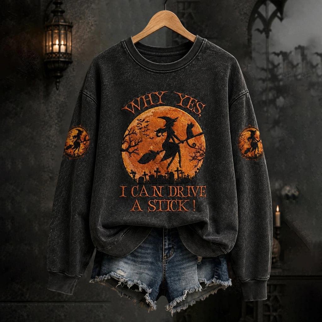 Women's Halloween Print Pullover Neck Long Sleeve Top