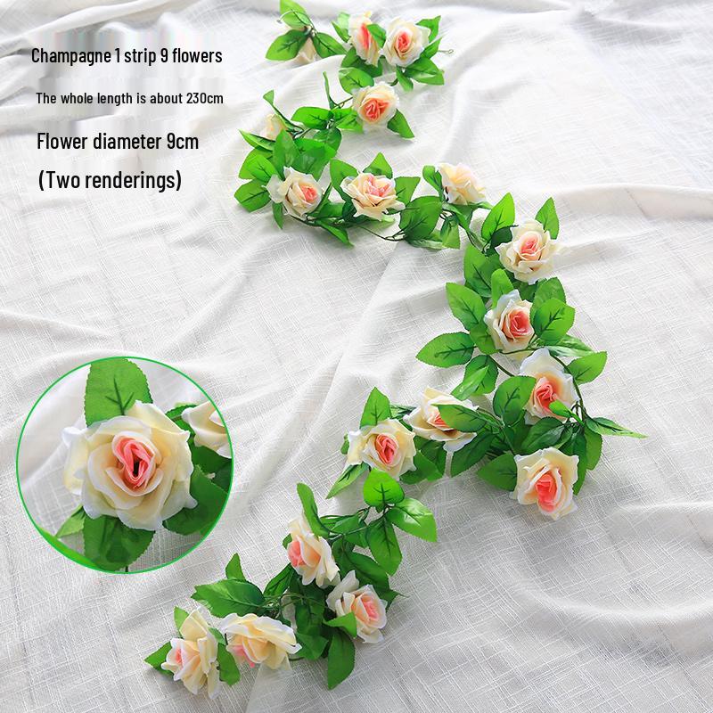 Artificial Rose Vine for Air Conditioning Pipe and Staircase Decoration