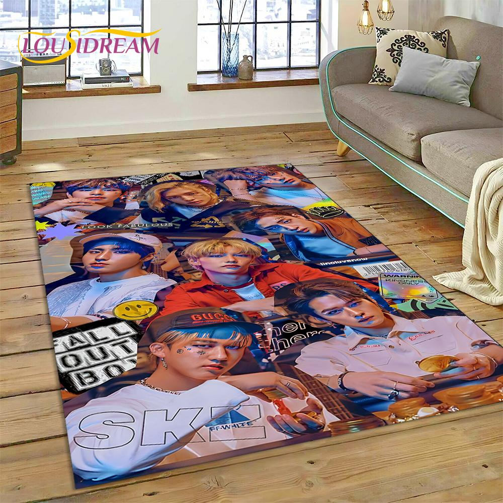 HD Korea Kpop Stray Kids 3D Singer Rug Carpet for Living Room Bedroom Home Decor,Floor Mat Non-slip Decoration for Sofa Doormat