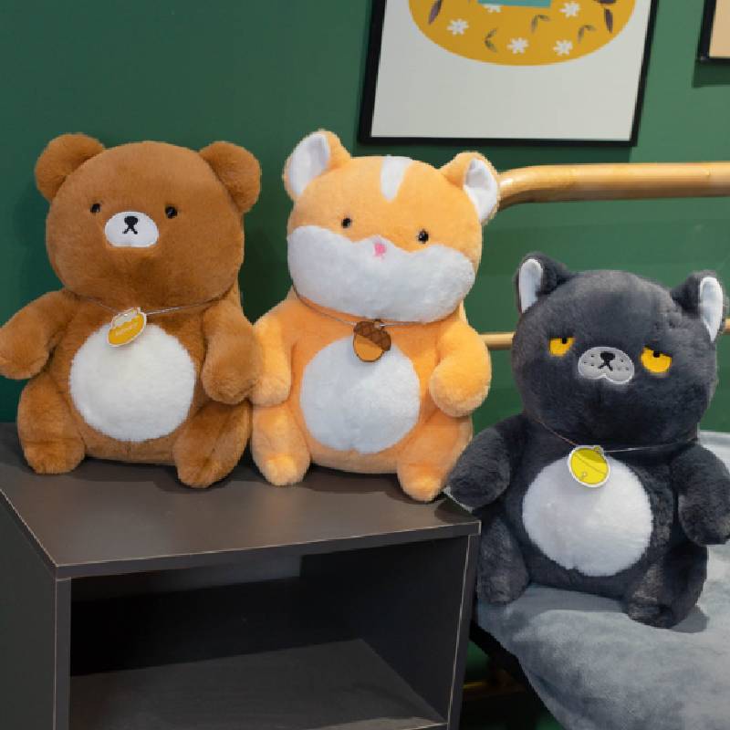 Hamster Cat Bear Plush Toy Doll Pillow Necklace Girls Birthday Gift Cotton Pp