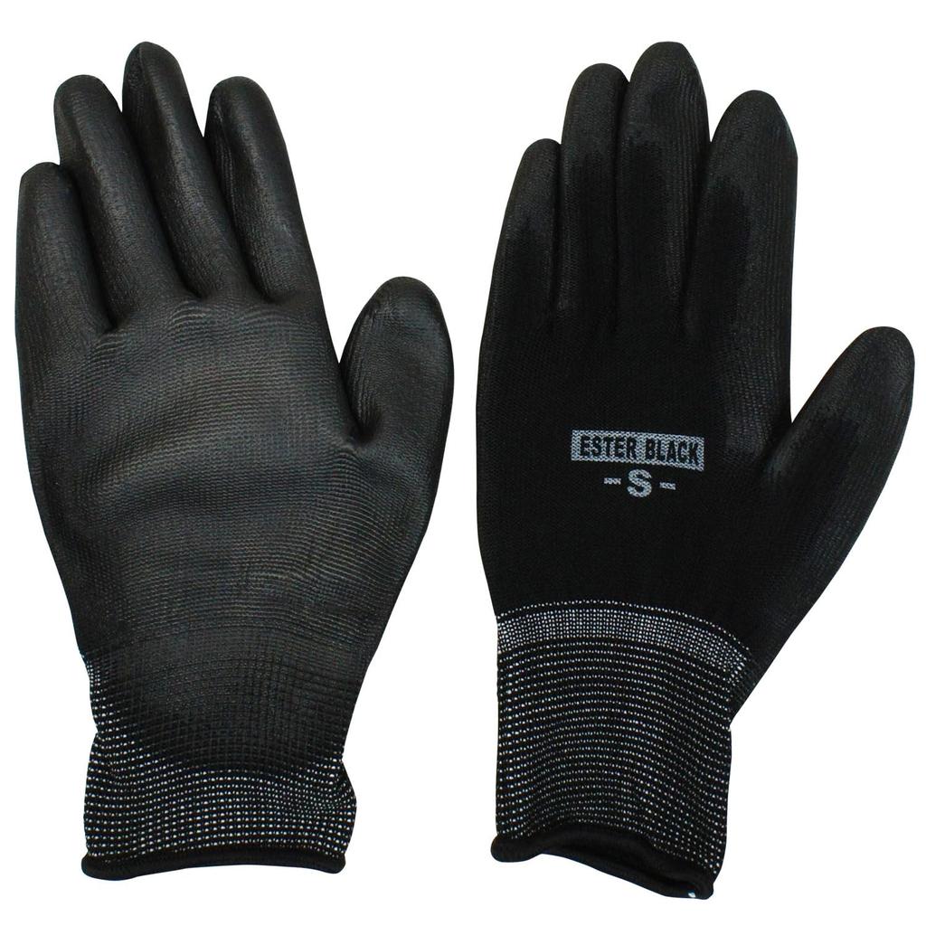 Urethane Backless Size Ester Work Gloves [ACE] Gloves, Black, 10-Pack, L, AG7701, Black,