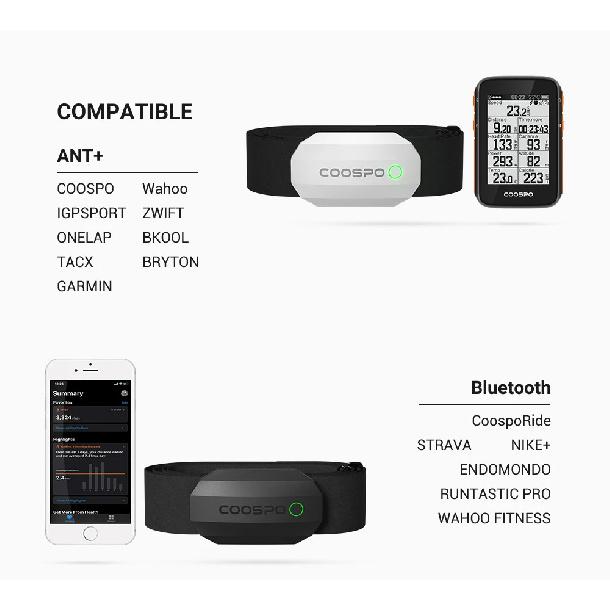 COOSPO H808S Heart Rate Sensor Dual Mode ANT Bluetooth With Chest Strap Cycling Computer for Wahoo Garmin Zwift Sports Monitor