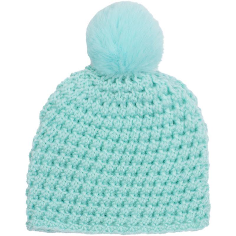 

Winter new baby solid color wool hat, children s knitted hairball pullover hat, baby hat