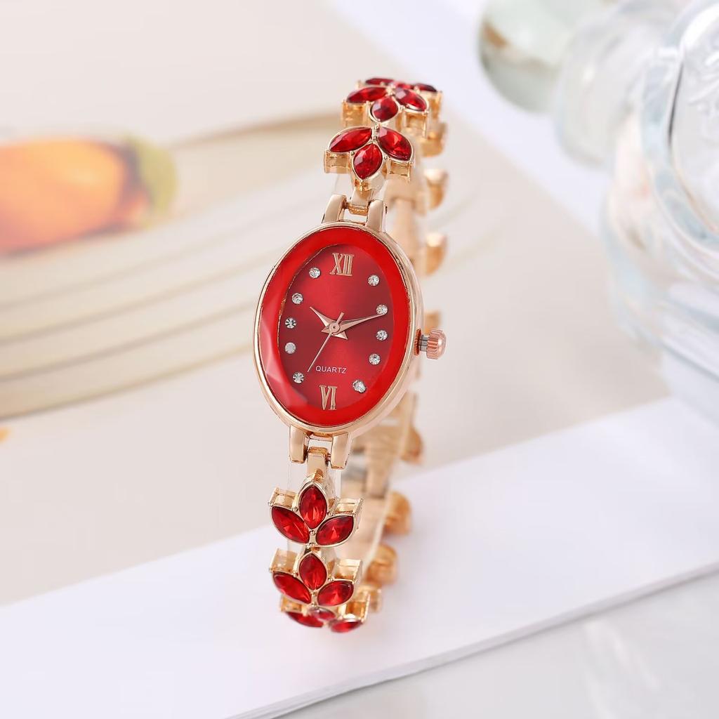 Women's Rhinestone Watches  Waterproof Oval Ladies Quartz Watch Bracelet Wristwatch AVE