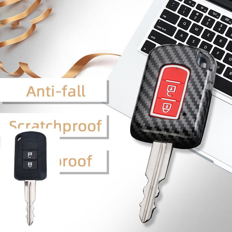 

New Carbon Abs Car Key Cover Case For Mitsubishi Asx Outlander Lancer Ex Galant Pajero 2 Buttons Car Styling
