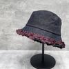 Version Sweet Color Matching Lace Denim Bucket Hat Women'S Autumn Face Small Bucket Hat Versatile Pot Hat