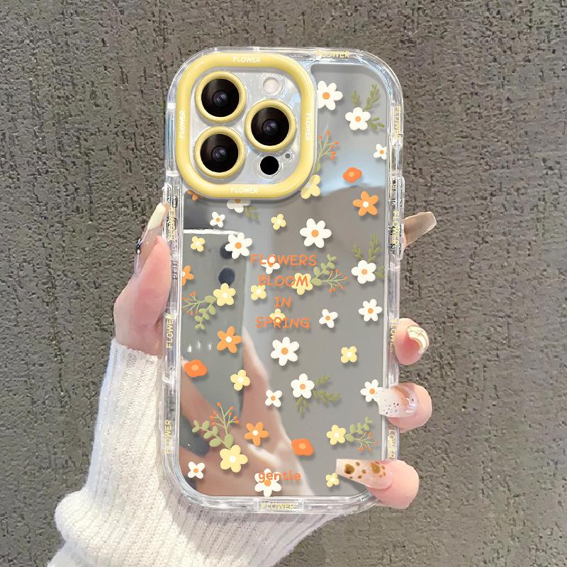 Fresh Florals Are Applied To Apple 15 Mobile Phone Case IPhone 14promax Mirror 13 Transparent Xs Anti-fall 8p