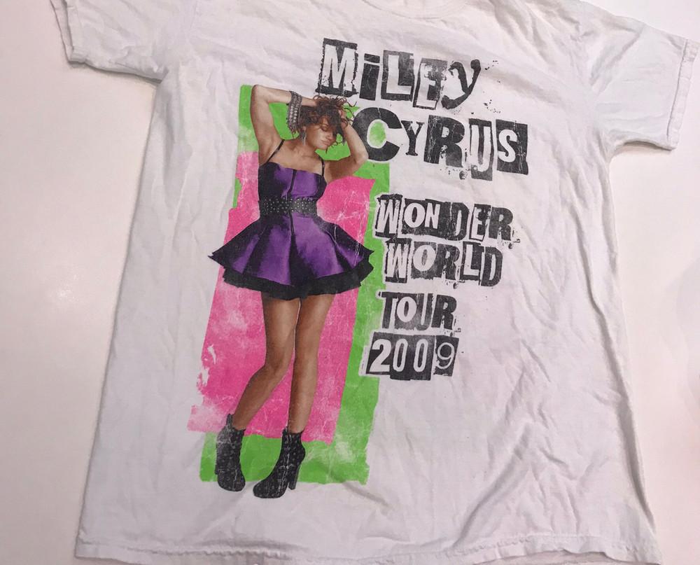 Майли Сайрус Wonder World Tour Белая футболка из плотного хлопка, унисекс, все размеры, BT291 S