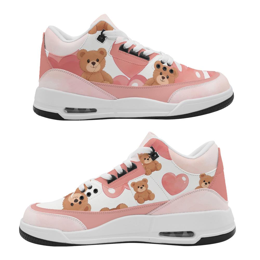 Male cute teddy bear high-top board powder love printing casual versatile air cushion trend board