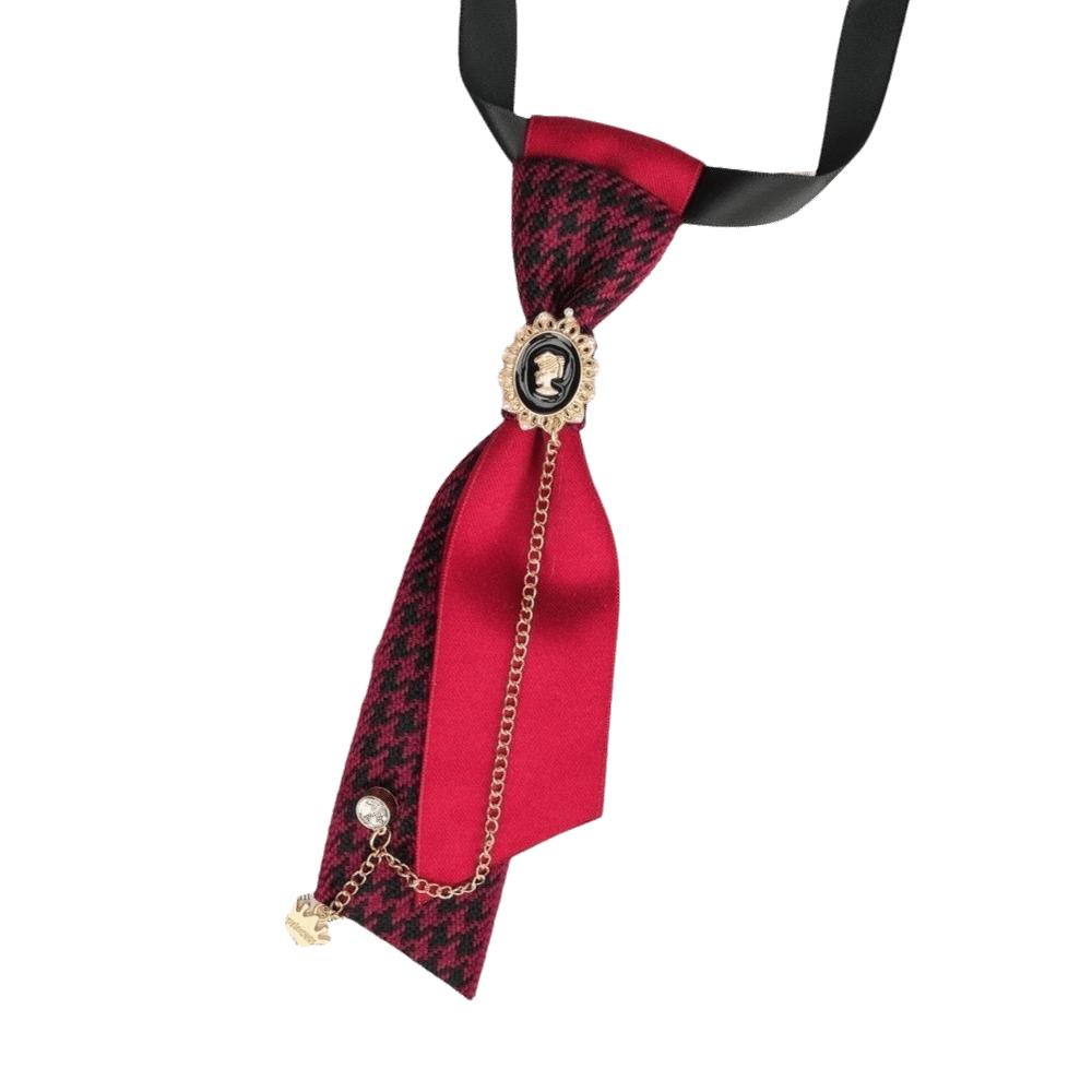 Y2K Preppy Necktie Oval Decorative Neck Tie Chic Plaid Bow Tie JK Uniform