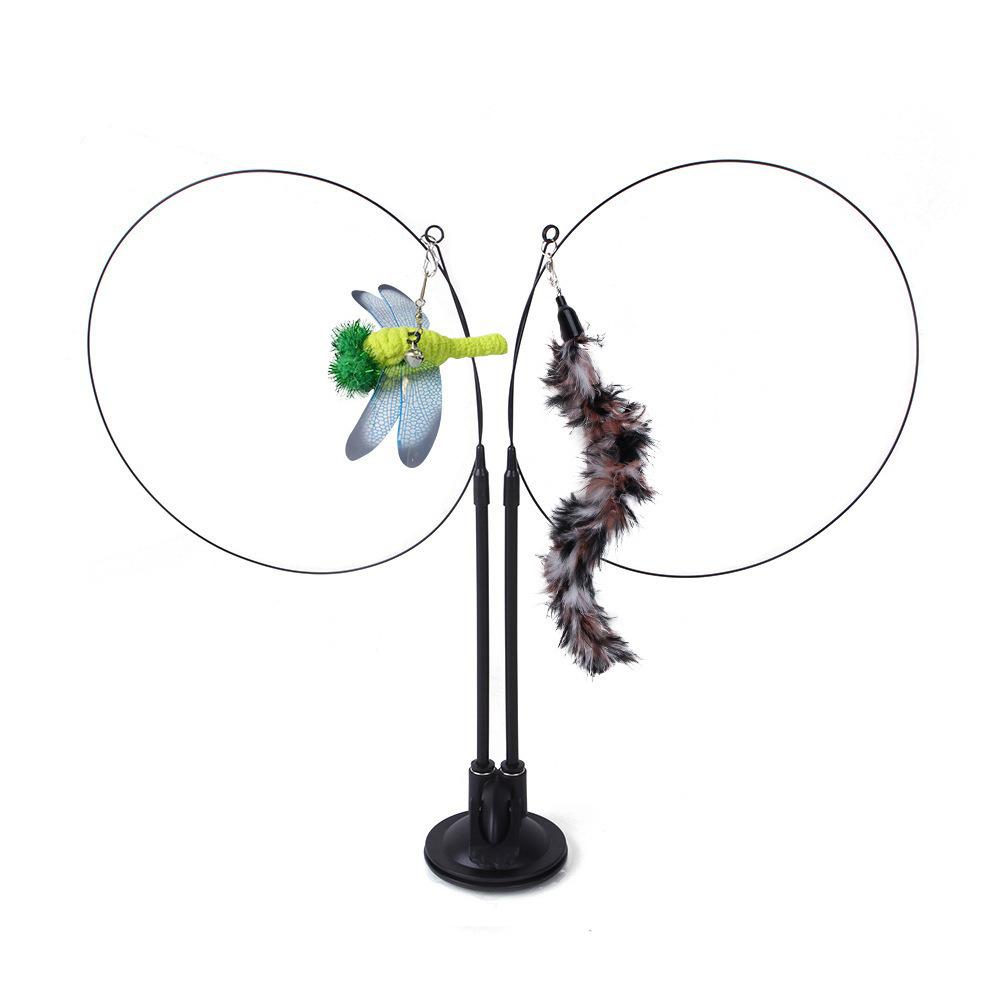 Cat Toys Simulation Bird Interactive Sucker Feather Bird with Bell Cat Stick Toy for Kitten Playing Teaser Wand Toy Cat Supplies