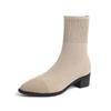 Waterproof Flyknit Mid-Calf Sock Boots with Pointed Toe & Platform - Japanese Style Fashion