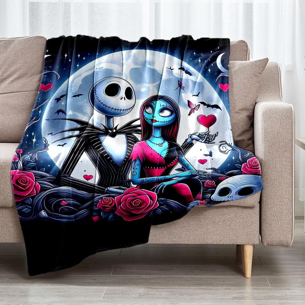 The Nightmare Before Christmas Theme Printed Blanket - Perfect for Couch, Bed, Travel & Outdoor Use | Machine Washable, Cozy & Durable.
