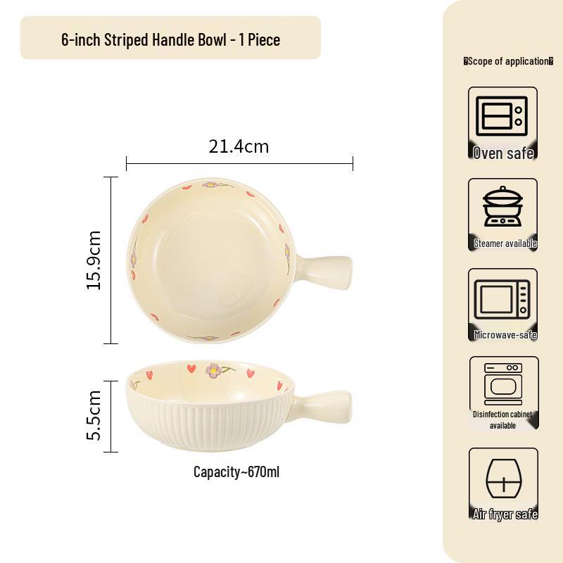 Keramická jídelní sada Cream Wisteria: Rýžová miska, Polévková miska, Kulaté a Hluboké talíře