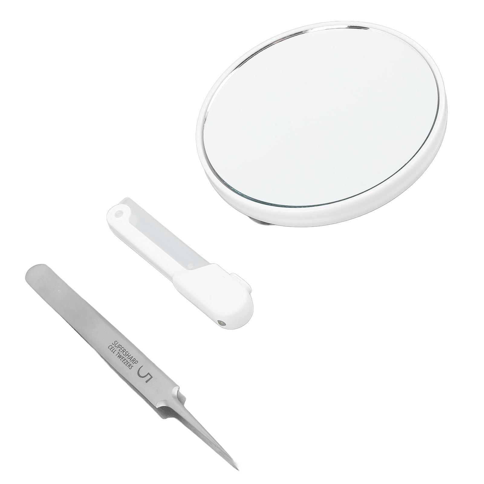 Pimple Extractor Tweezers Lighting 1.5x Magnifying Mirror LED Blackhead Remover Tweezers