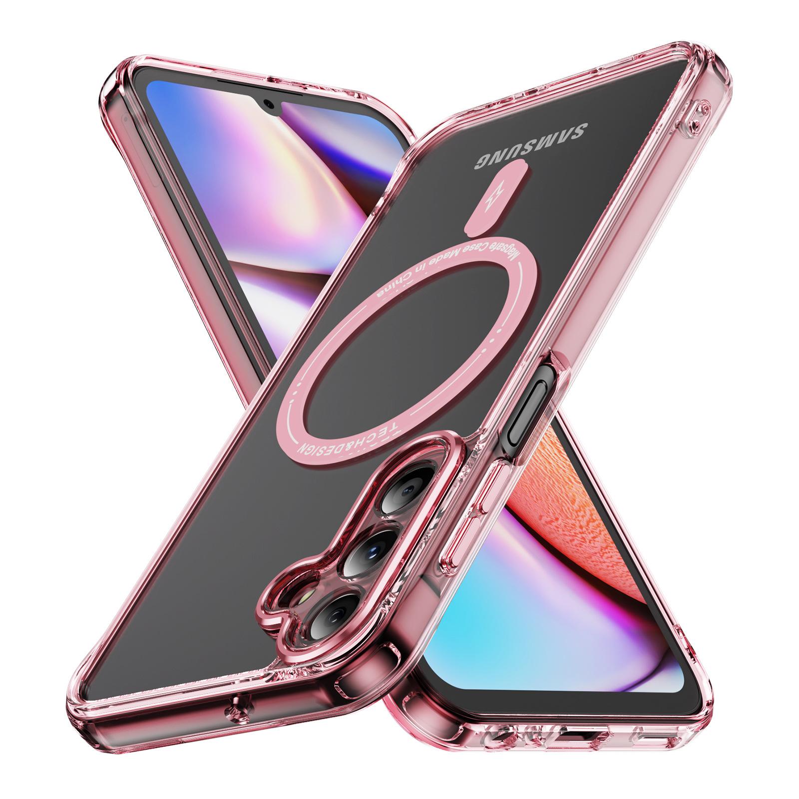 

For Samsung Galaxy A55 5G Clear Magnetic Case, Compatible with MagSafe shockproof Slim Metal Button Protection Transparent Cove PC TPU&just case&For Galaxy A55