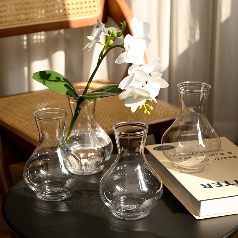 1Pc Plastic Striped Vases Transparent Vases Large-Bellied Vase For Wedding Banquets, Festivals And Home Table Decoration