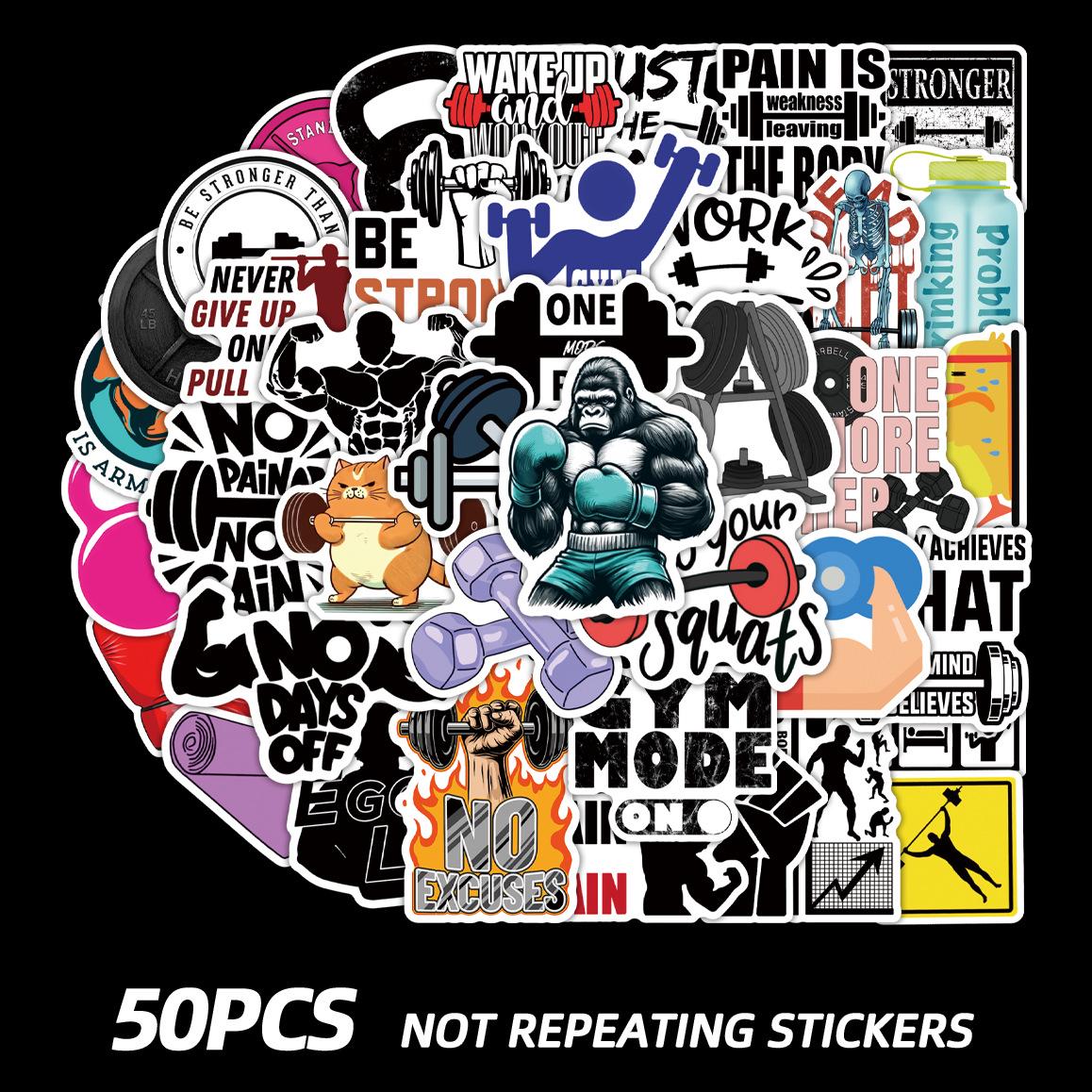 50 Fitness Motivation Graffiti Stickers for Laptops, Journals, Phone Cases & Thermos Cups 50 unique pieces