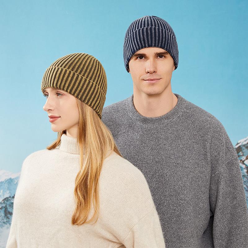 Light plate retro knitted hat graphite washed old wool hat men's and women's street casual warm cover head cold hat