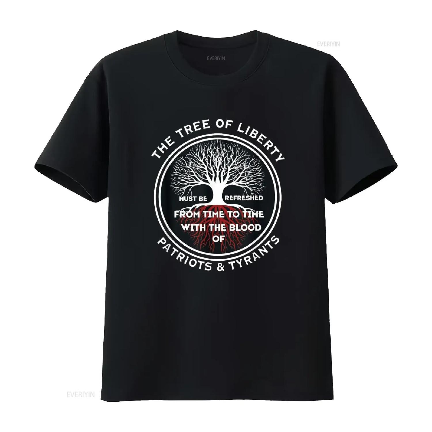 

THE TREE OF LIBERTY MUST BE REFRESHED FROM TIME TO T Shirt vintage Washed Soft designer clothes Stretched graphic homme XXXXXL чорний