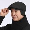 HT4980 Mens Berets Vintage Plaid Beret Hat Thick Warm Autumn Winter Hats for Men Dad Grandfather Flat Cap Male Earflap Beret Cap