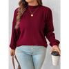 Women S Brushed Ribbed Half High Neck Solid Color Long Sleeve Top