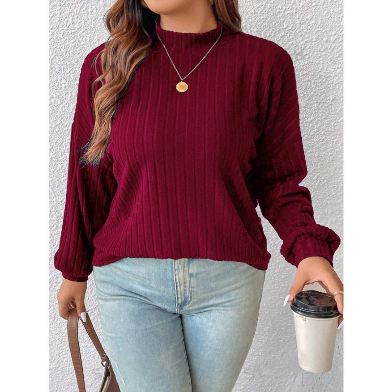 Women S Brushed Ribbed Half High Neck Solid Color Long Sleeve Top