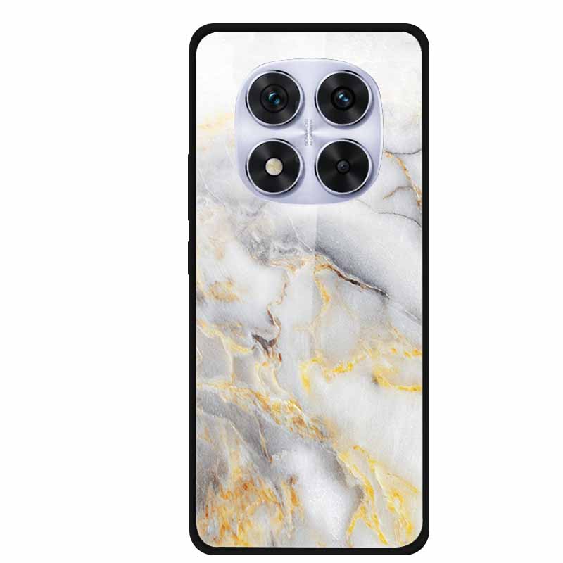 Tempered Glass Case For Xiaomi Redmi Note 14 Pro 5G Back Cover PC Hard Shockproof Cases Beer Marble Texture Cool Fashion Funda