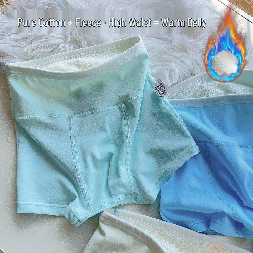Winter Velvet Boys' High Waist Anti-Slip Boxer Briefs with Belly Protection