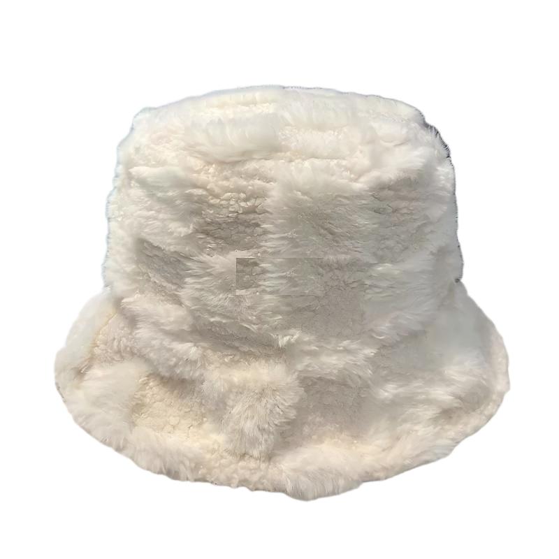 Japanese-Style Lamb Wool Fisherman Hat For Women Winter Korean  Versatile  Bucket Hat Casual Warm Fleece-Lined Hat 58