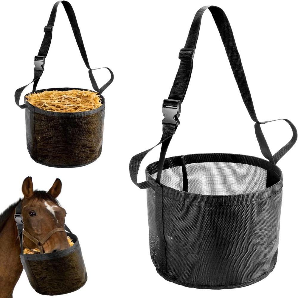 Leak-Proof Grazing Muzzle Adjustable Hay Feeder Tote Multi-color Horse Feed Bag Grazing