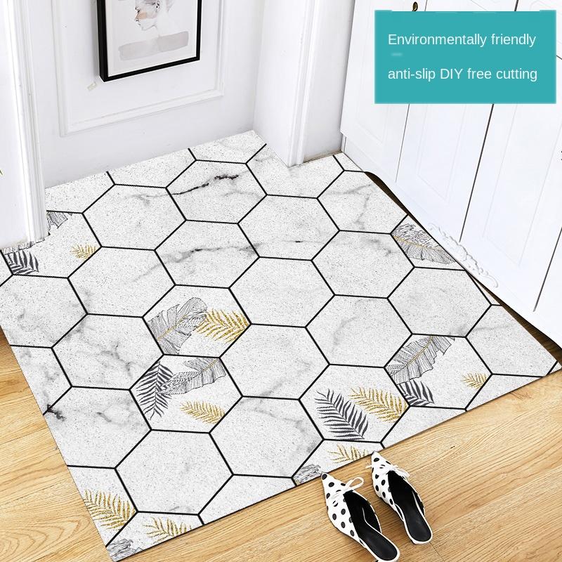 Doormat Carpet Silk Loop Hallway Entrance Mat Hexagon Free Cut Foot Door Mat Stain Resistant Remove Mud Home Indoor Mats Carpet