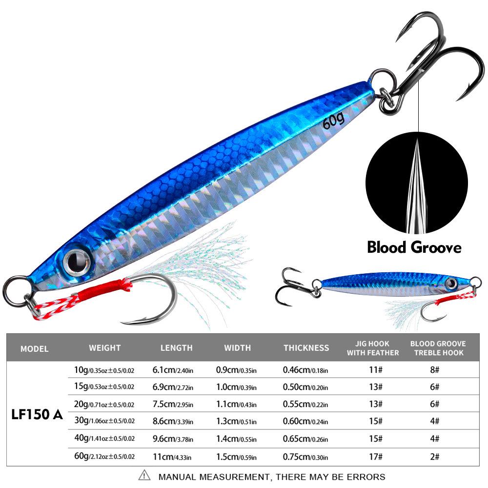 Bionic Metal Jig Bait for Boat and Sea Fishing - 10g To 60g Lead Fish Lures