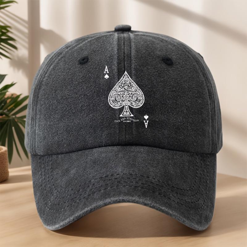 HighQuality Classic Washed Vintage Baseball Cap Featuring The Ace of Spades from Playing Cards Soft And Comfortable SweatAbs