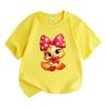 Kids Boys Girls 100% Cotton Crew Neck Short Sleeve T-Shirt, Cute Cartoon Duck with Red Polka Dot Bow Print Casual Soft Tees for Children Daily Wear