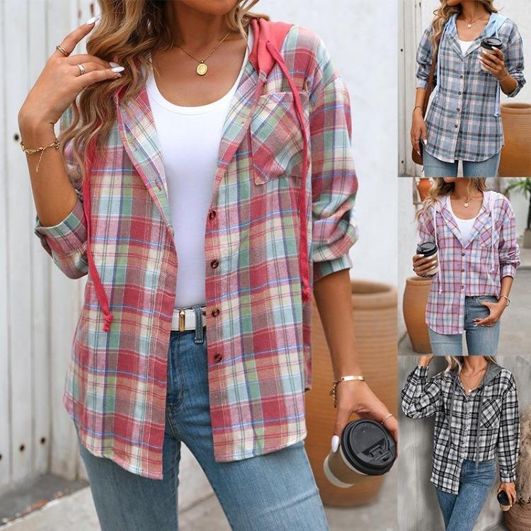 Plaid Shirt Women Casual Fashion Loose Autumn Season