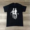 Illusion Graphic Tee, Handprint Duo Graphic Tee, Artistic Black Ink Silhouette T-Shirt, Graphic Handprint Skeleton Shirt, Surreal Couple Tee