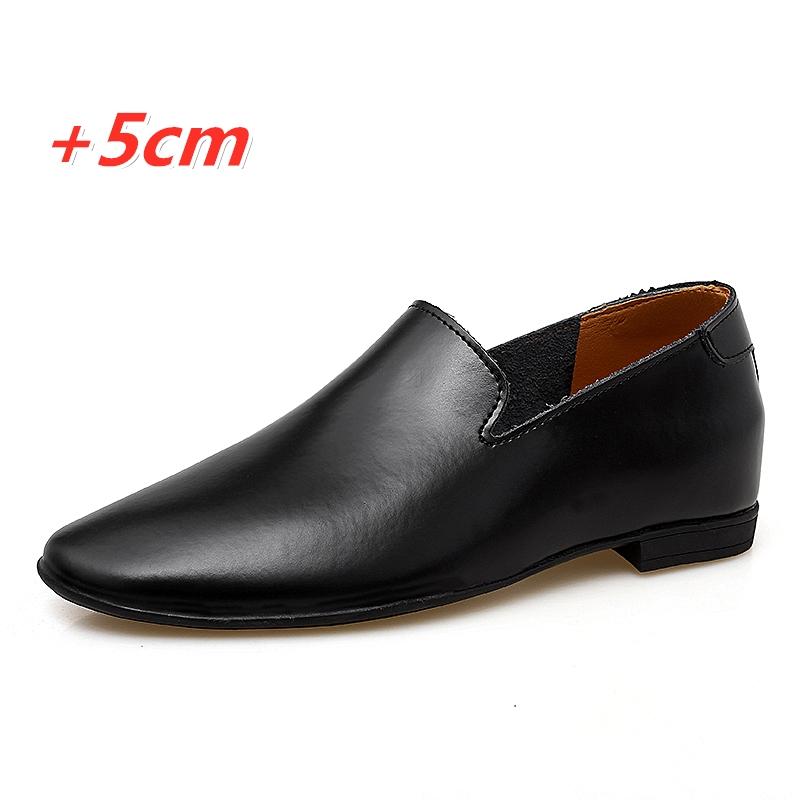 Loafers Men Elevator Shoes Men's Casual Shoes Male Buiness Cow Leather Shoes Height Increase Shoes Insoles 5CM Formal Tall