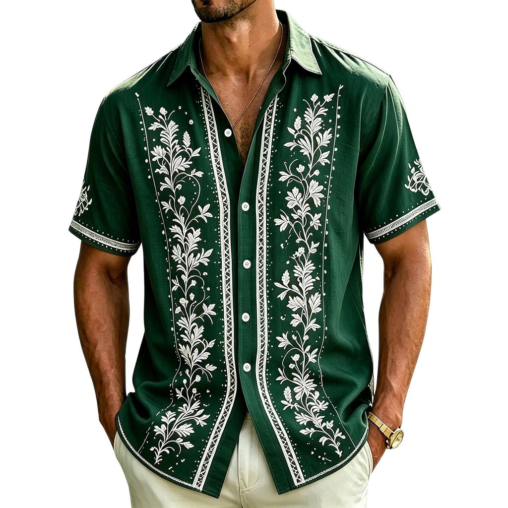 Men's Casual Short-Sleeve Collared Shirt For Spring/Summer