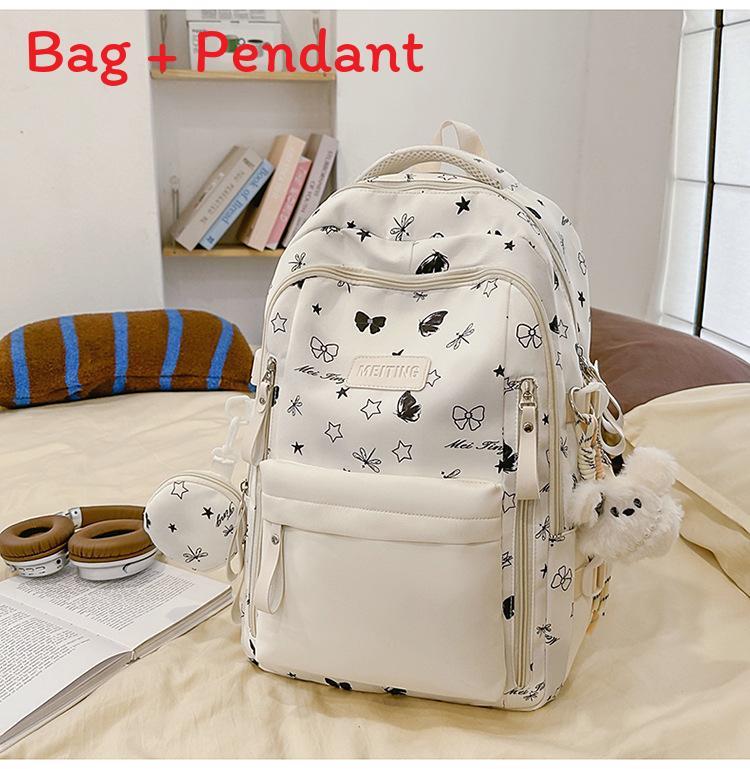 Youthful Butterfly Backpack For School With Nylon And Laptop Storage белый