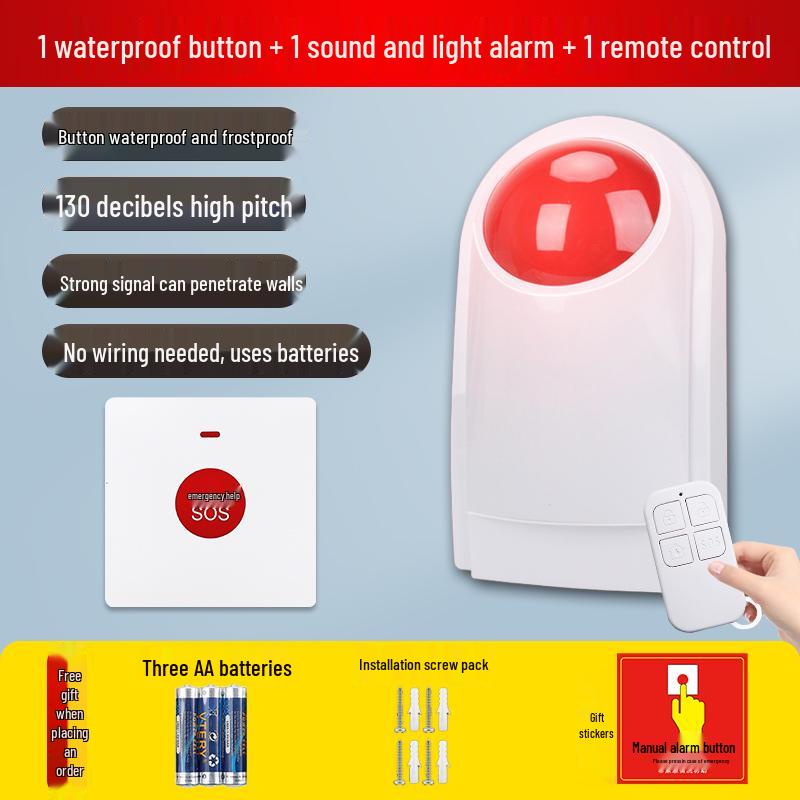 Cold Storage Sound & Light Wireless Alarm System with One-Key Emergency Button for Refrigerator/Freezer.