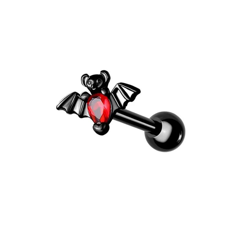 Stainless Steel Halloween Bat Nose Ring, Belly Button Ring, Nipple Ring, Eyebrow Piercing, Ear Cartilage Stud, and Industrial Ear Jewelry