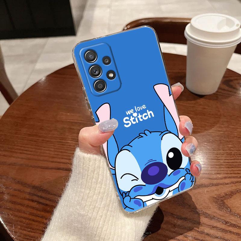 Klare Hülle für Samsung Galaxy A57 A37 A56 A36 A55 A54 A35 A26 A07 A17 A16 A06 A34 A15 Hülle Blau Pink Engel Lilo-Stitch Cartoon