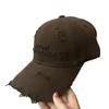 2025 Embroidered Letter Ripped Baseball Cap with Widened Brim for a Slimmer Look - Unisex Casual Soft Top Cap