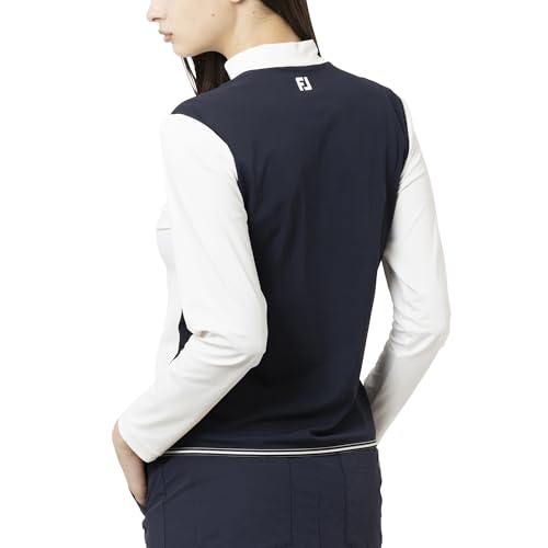 FootJoy Women's Color Block Long Sleeve Mock Neck Golf Shirt, White, Size M (FJW-F25-S04, 38679-M)